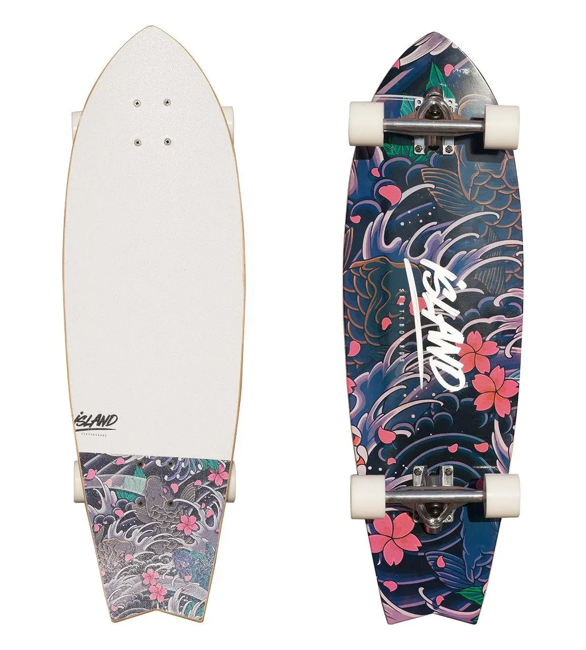 Island Skate Fish Cruiser - Koi White 32"