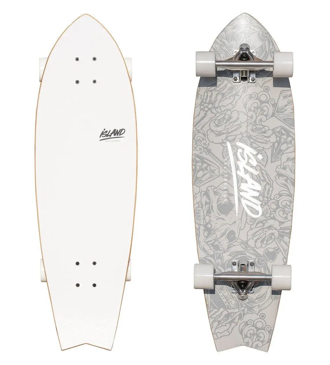 Island Skate Fish Cruiser - White 32"
