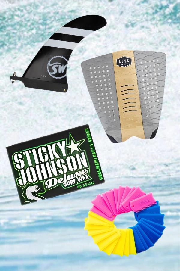 Winter Wipe Out Deal: Grip+5" Thruster Fins+Cool Wax+Wax Comb