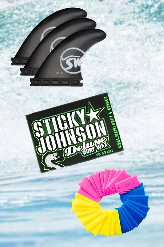 Winter Wipe Out Deal: 5" Thruster Fins+Cool Wax+Wax Comb