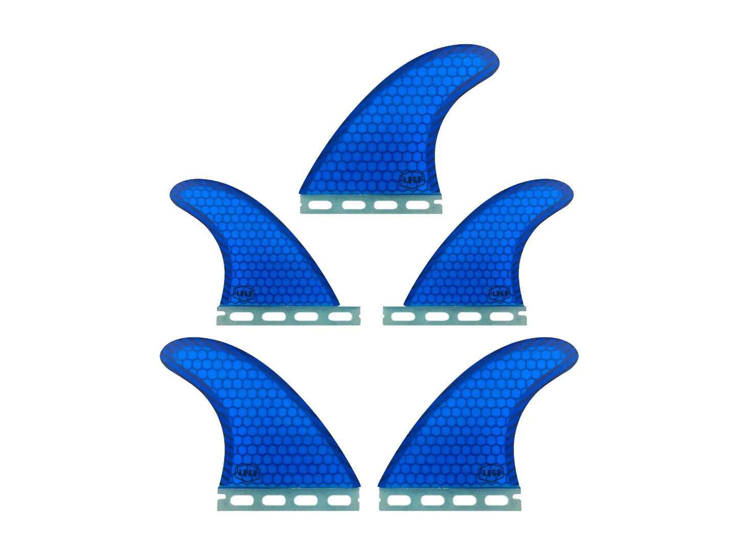AQSS 5 Fin Set - Blue Honeycomb Single Tab